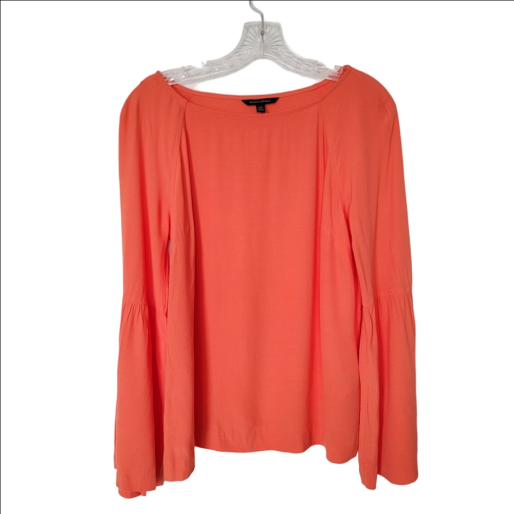 Banana Republic Y2K Vintage Boho Bell Sleeves Vibrant Orange Blouse